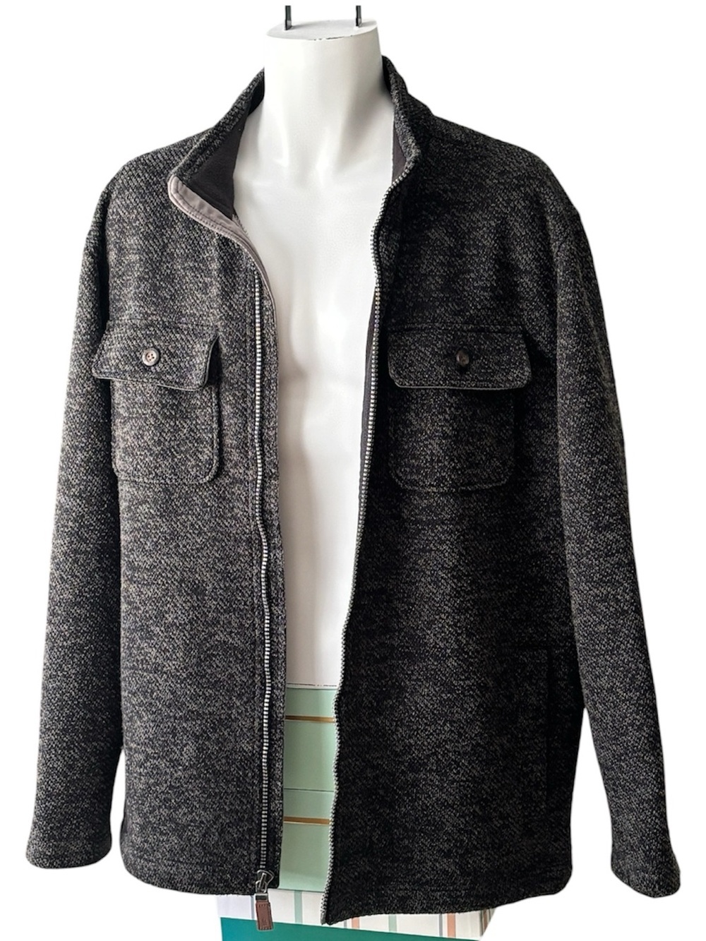 G.H. Bass & Co. Men’s XL Shacket Fleece Jacket Charcoal Gray Full Zip Explorer - Picture 3 of 10